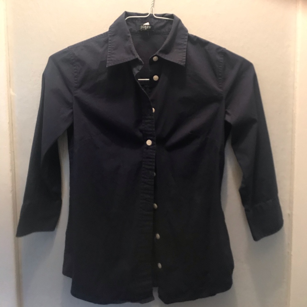 J. Crew navy button up 3/4 half sleeve size XS